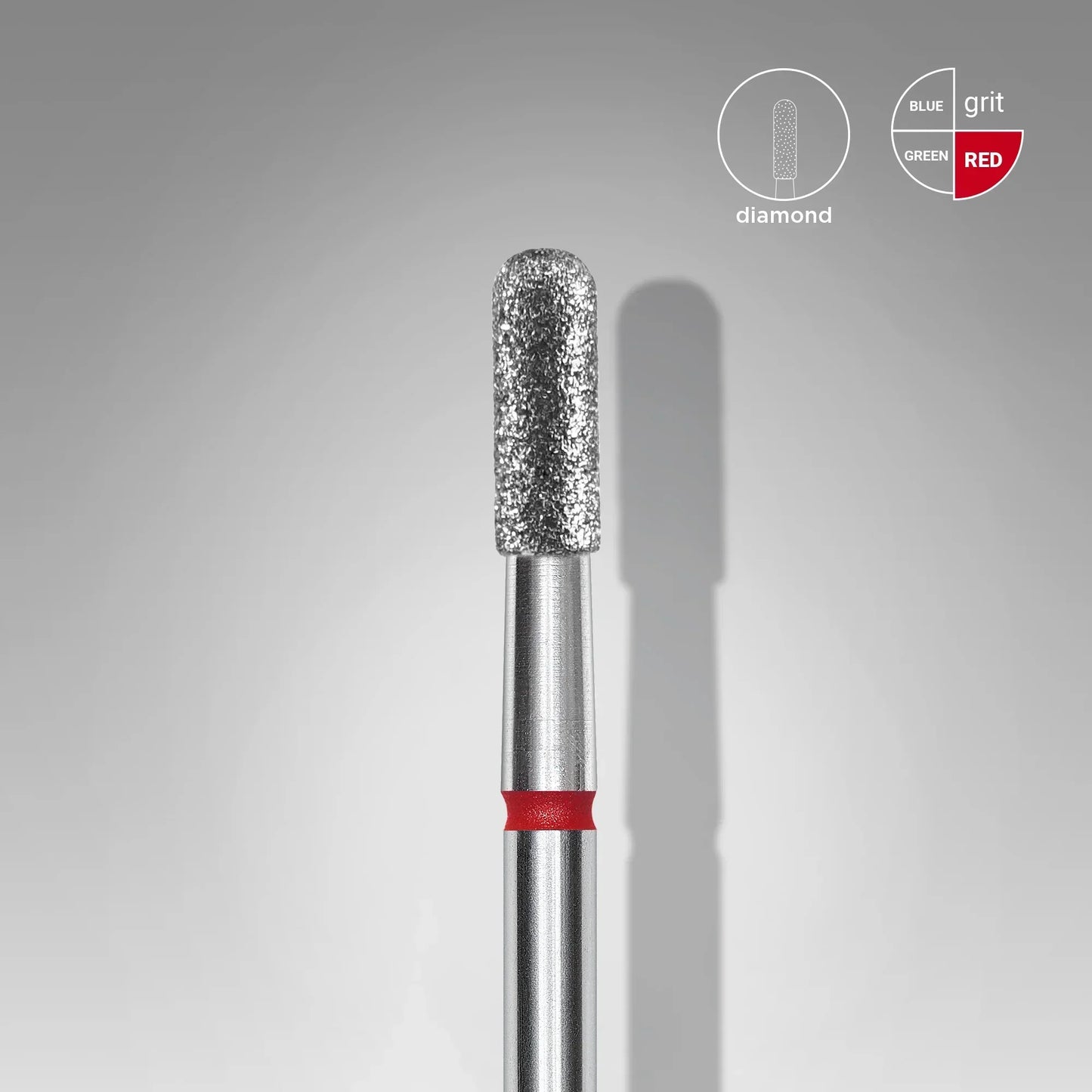 STALEKS Diamond nail drill bit rounded cylinder red EXPERT head diameter 2,3 mm / working part 6,5 mm - Lady&Oscar