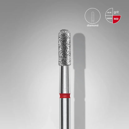 STALEKS Diamond nail drill bit rounded cylinder red EXPERT head diameter 2,3 mm / working part 6,5 mm - Lady&Oscar