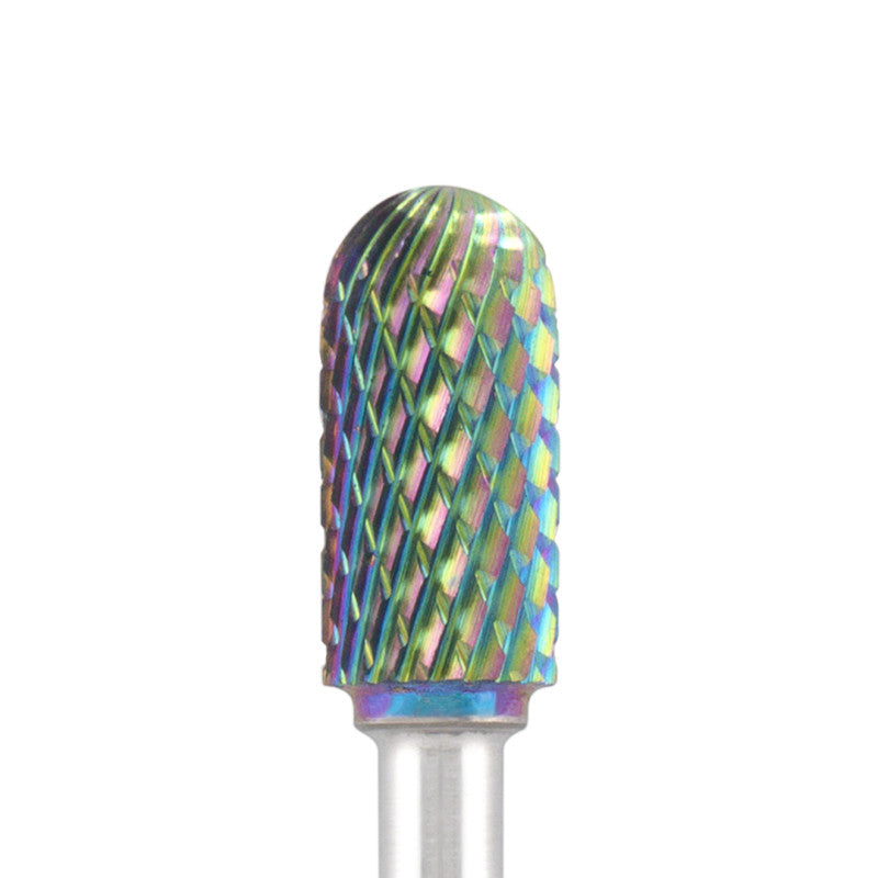 Vista alternativa di Tungsten carbide bit "rounded cylinder" blue (rainbow coating), L-13,0 mm., Ø6,8 mm