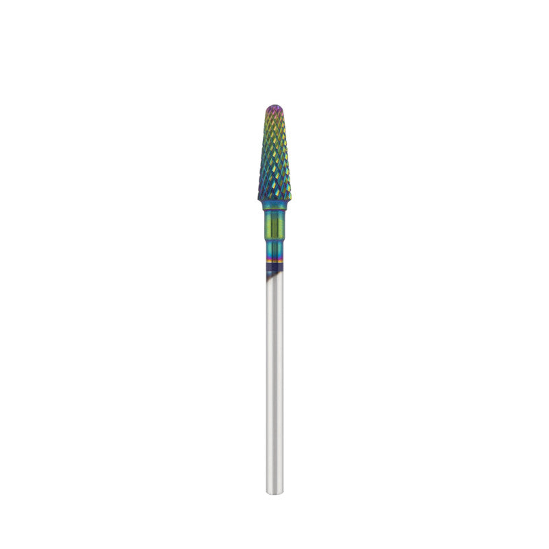 Tungsten carbide bit "rounded cone" blue (rainbow coating), L-13,0 mm., Ø4,5 mm