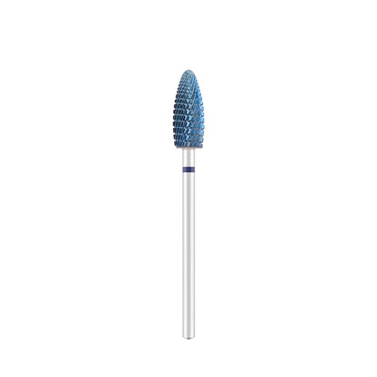 Dettaglio di Tungsten carbide bit "Reversable corn" blue (blue coating), L-15,0 mm., Ø6,0 mm