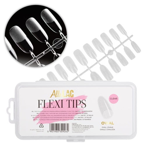 Flexi Tips AlleLac punte ovali per allungamento rapido delle unghie, 240 pezzi