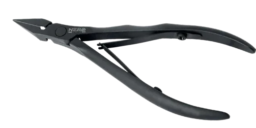 NERO.ZERO Tronchese unghia incarnita inox, rivestimento in PTFE, punta lancia, sovrapposto, doppia molla  13 cm lama 20 mm