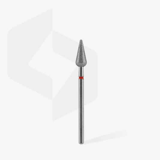 STALEKS Diamond nail drill bit pointed pear red EXPERT head diameter 5 mm / working part 12 mm - Lady&Oscar