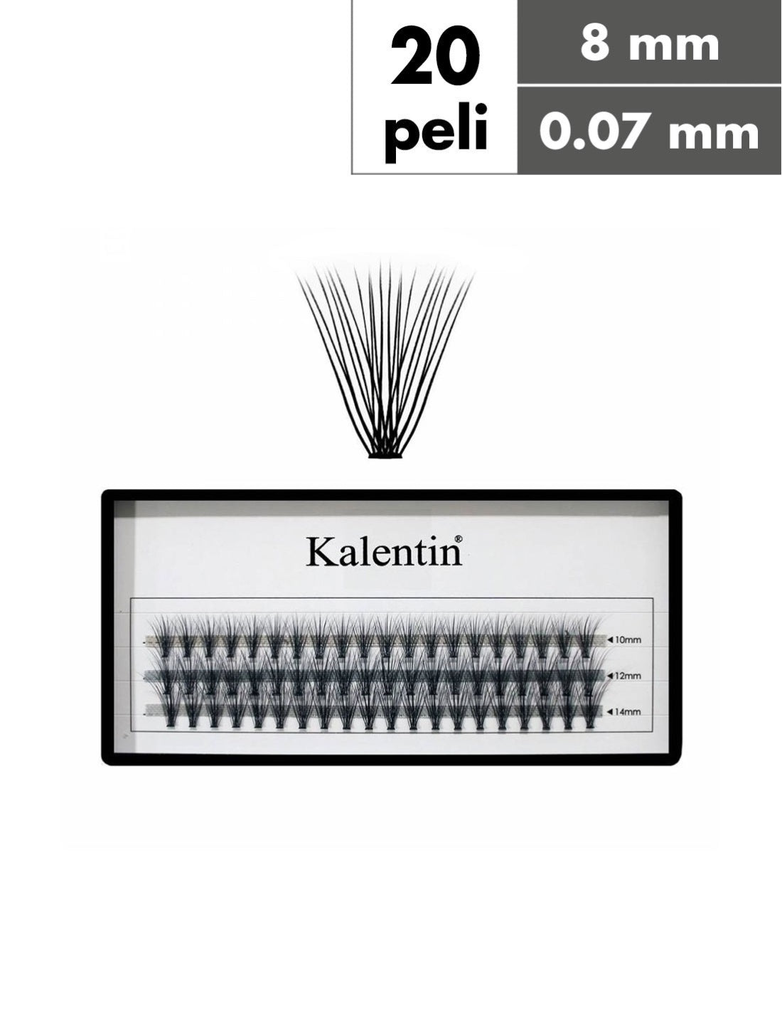 Kalentin Ciglia a Ciuffetti, nodo piatto, 20 peli, 0.07 - 8mm