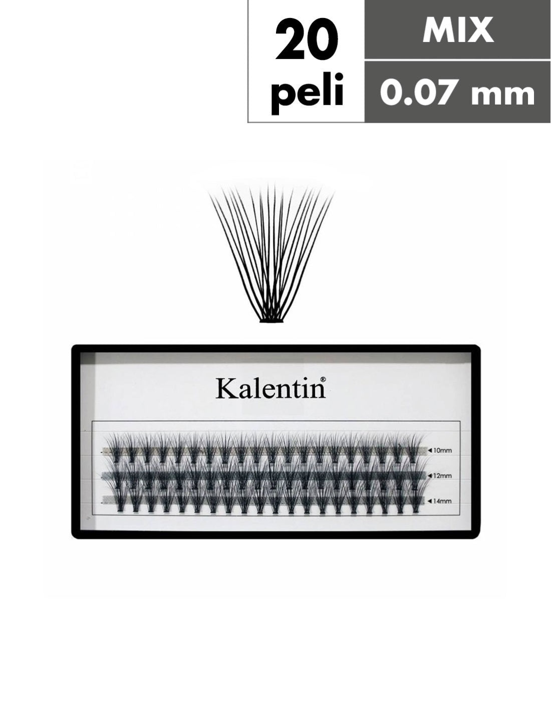 Kalentin Ciglia a Ciuffetti, nodo piatto, 20 peli Cmixed