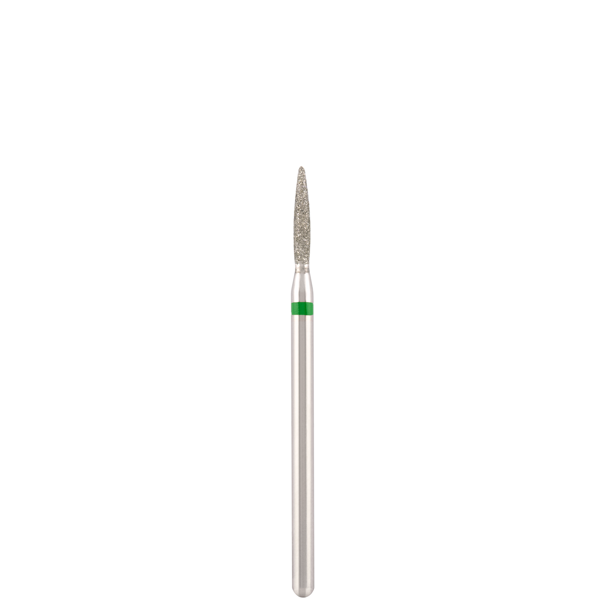 Diamond bit "flame" safe green, L- 10,0 mm., Ø1,8 mm.