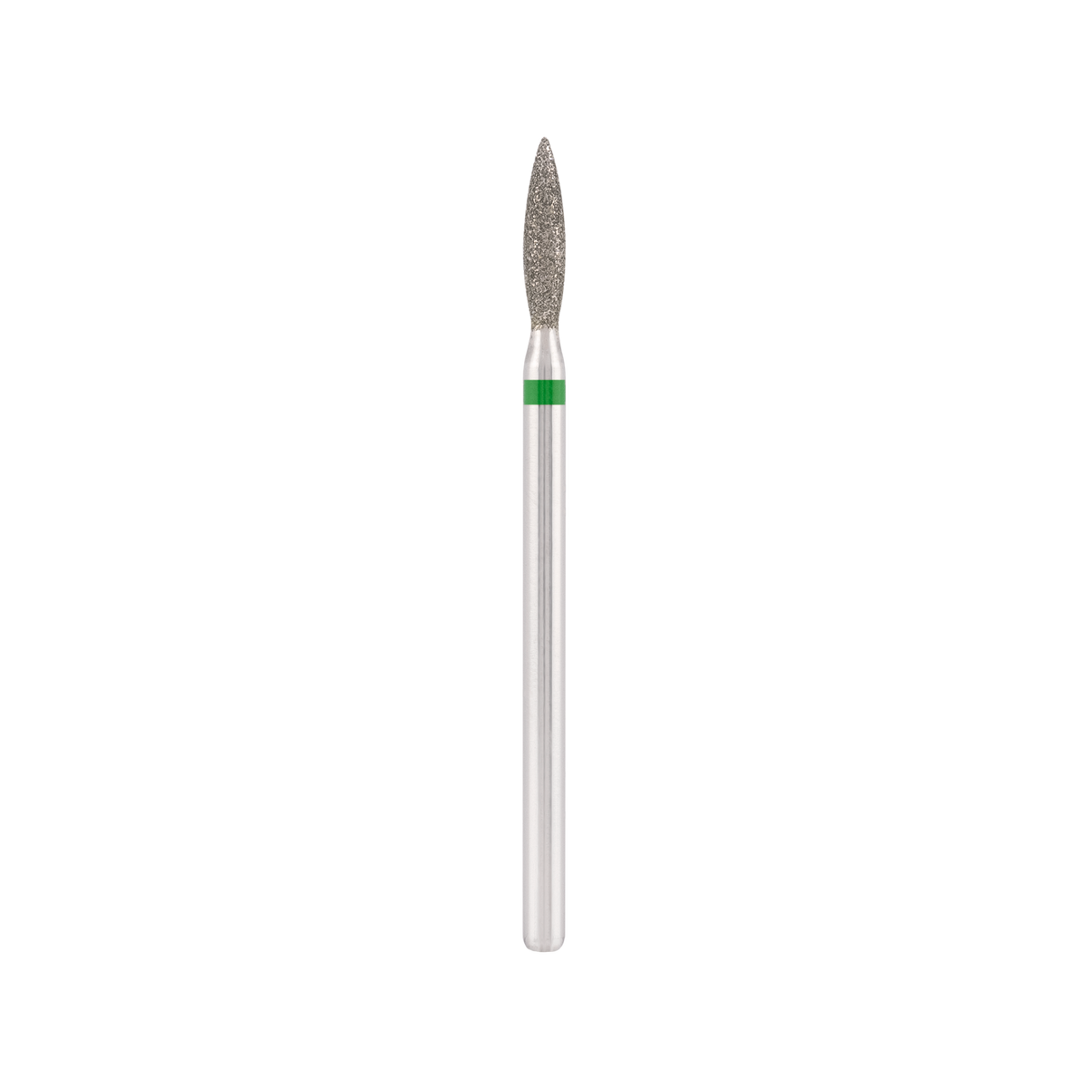 Diamond bit "flame" safe green, L- 8,0 mm., Ø2,1 mm.