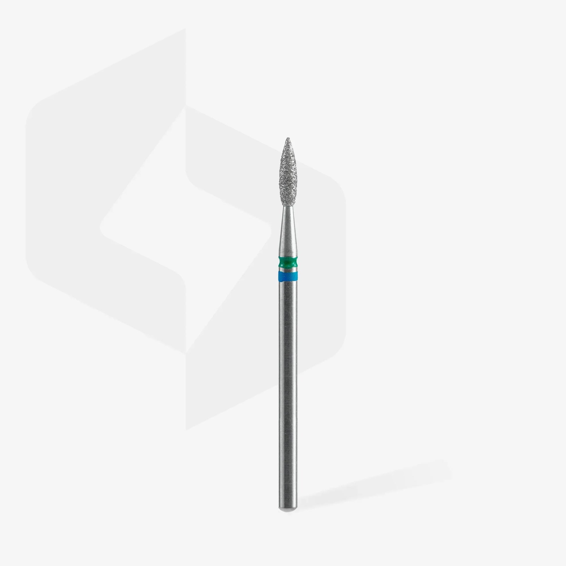 STALEKS Diamond nail drill bit DUO flame blue-green EXPERT head diameter 2,1 mm / working part 8 mm - Lady&Oscar