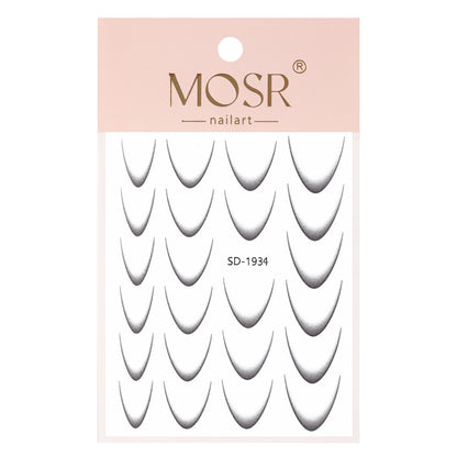 Adesivi per french manicure neri GNB SD-1934, 4 misure, 23 pezzi