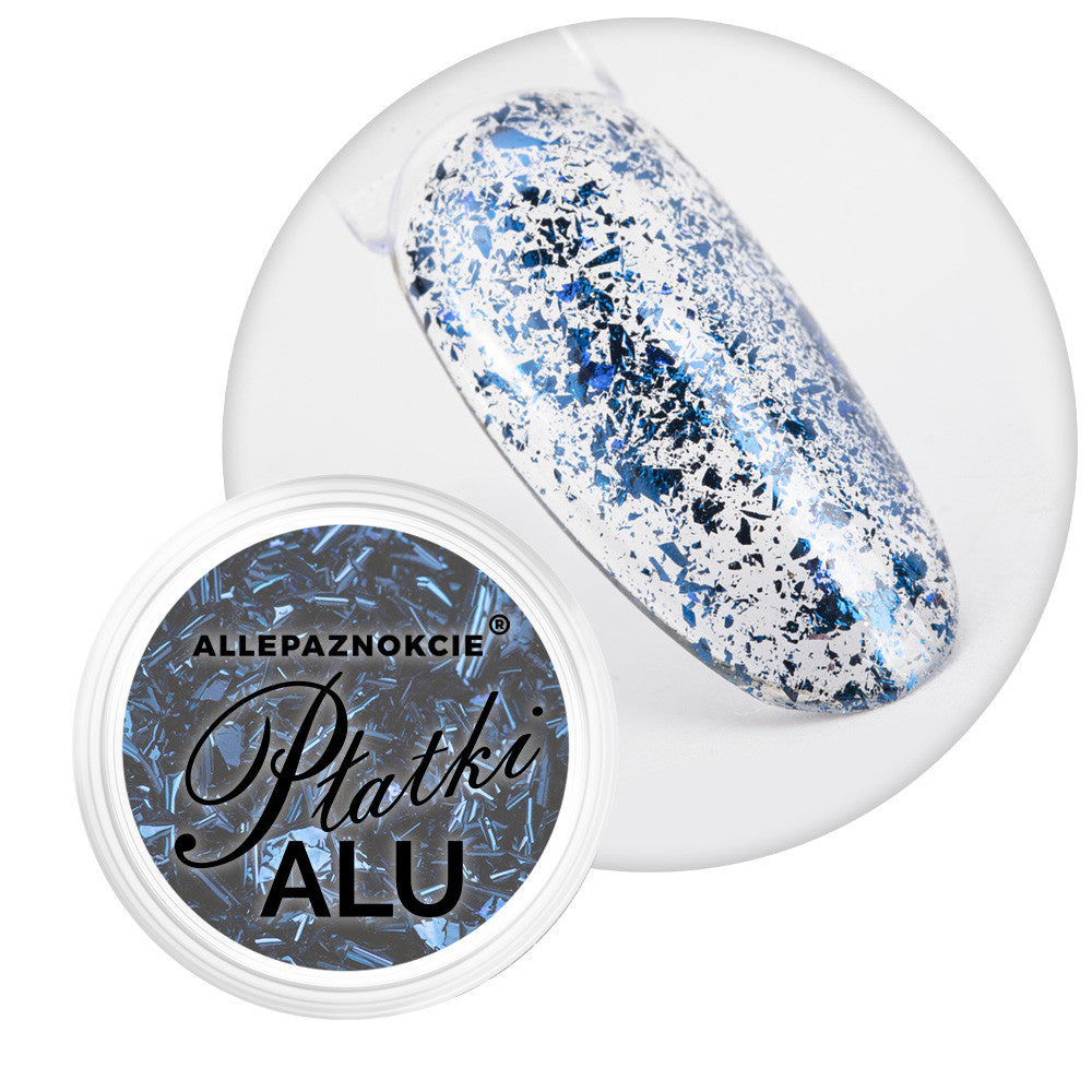 Polvere metallica per unghie Alu Flakes Allepaznokcie n. 6 blu abbagliante, 0,2 g