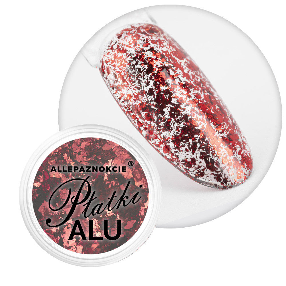 Polvere metallica per unghie Alu Flakes Allepaznokcie rosso passionale n. 5, 0,2 g