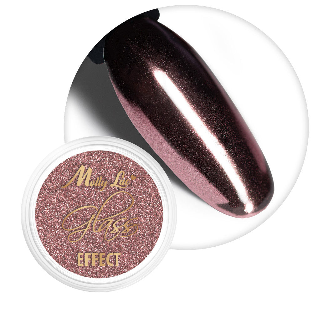 Polvere per unghie effetto specchio MollyLac Glass Effect Dark Golden Pink n. 5