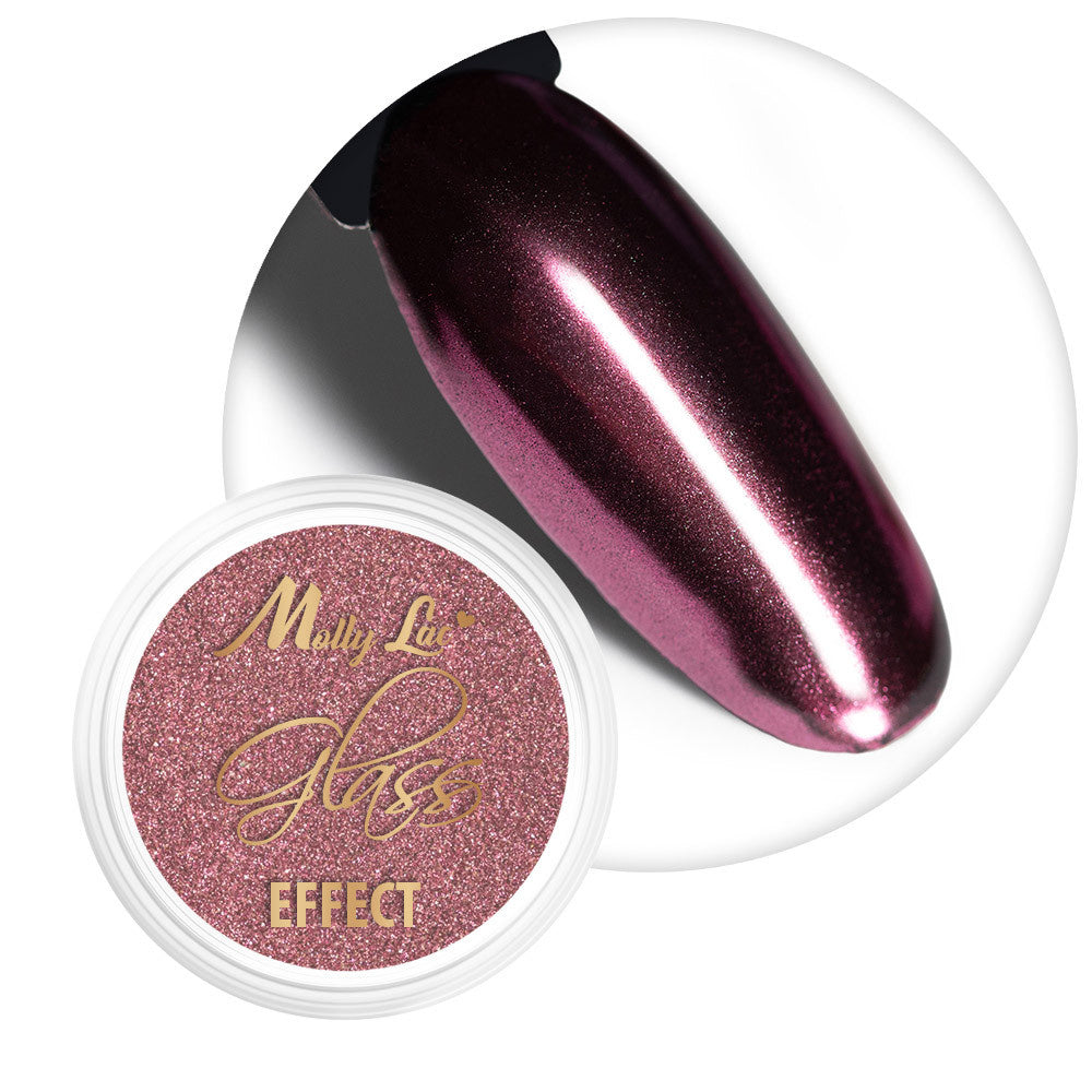 Polvere per unghie effetto specchio MollyLac Glass Effect Deep Pink n. 4