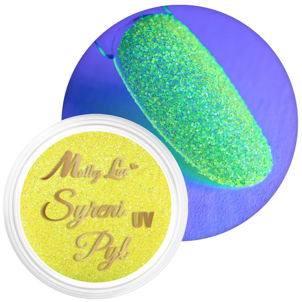 Polvere neon per unghie MollyLac Syreni UV in barattolo n. 2, 2,5 g
