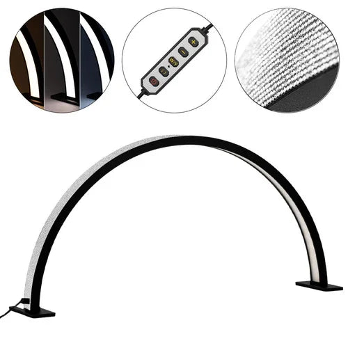 Lampada cosmetica a LED ad arco 35W da scrivania senza ombre, nera con zirconi, taglia L HQ-75X