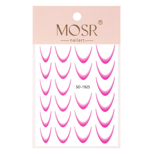 Adesivi GNB per french manicure rosa SD-1925, 23 pezzi in 4 misure