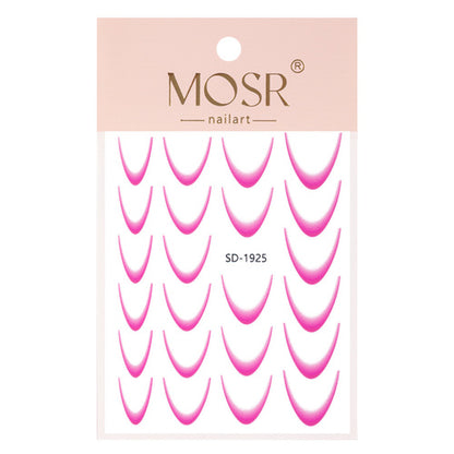 Adesivi GNB per french manicure rosa SD-1925, 23 pezzi in 4 misure