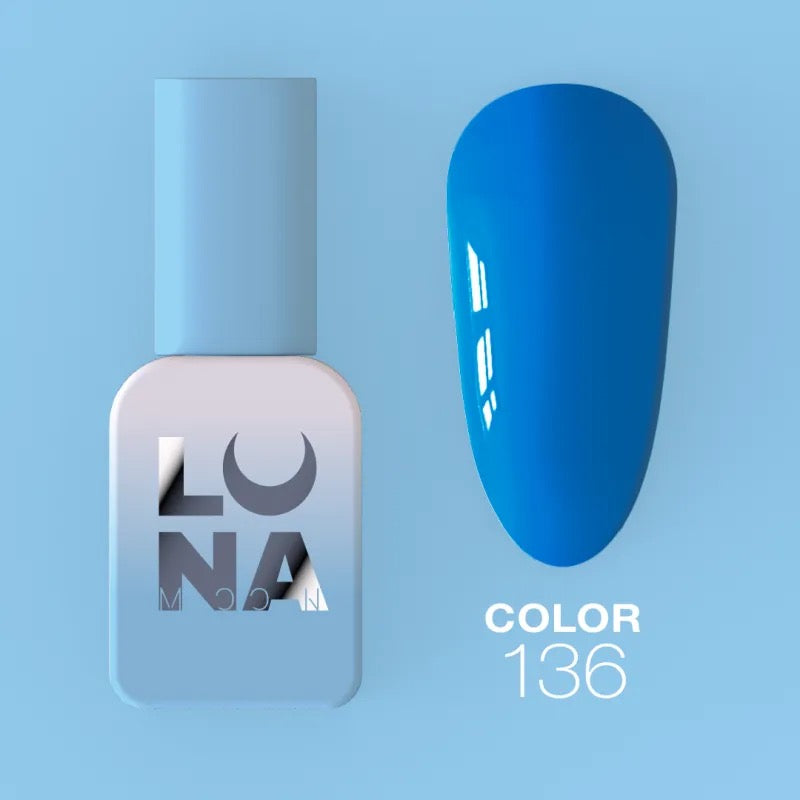 Lunamoon Color N°136 8ml - smalto gel neon blu oceano