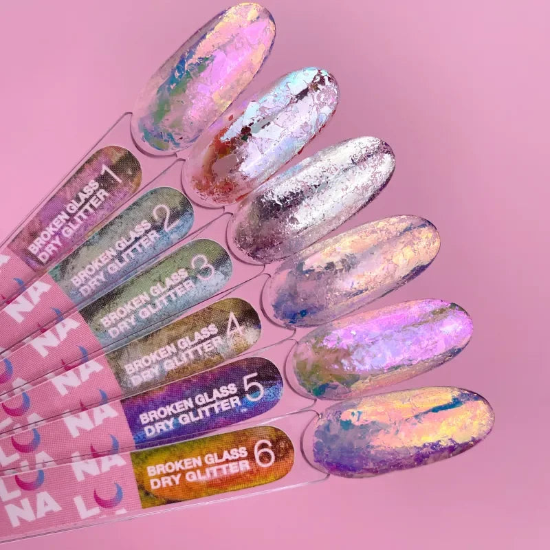 Lunamoon set of dry glitters for nails «Broken Glass» 6 pcs - Lady&Oscar