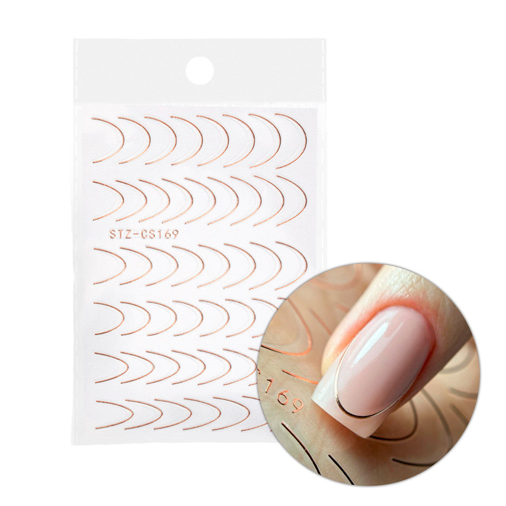 Adesivi per unghie autoadesivi French smile line 48 pezzi oro rosa STZ-CS169