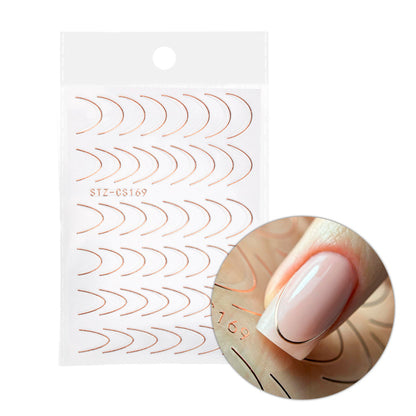 Adesivi per unghie autoadesivi French smile line 48 pezzi oro rosa STZ-CS169
