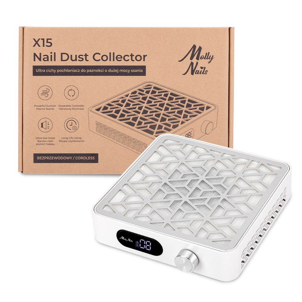 Aspirapolvere a cassetta professionale senza fili con funzione TURBO e PAUSA X15 32.6W Molly Nails bianco,