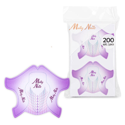 Maschere flessibili Molly Nails per allungamento unghie, viola, 200 pezzi