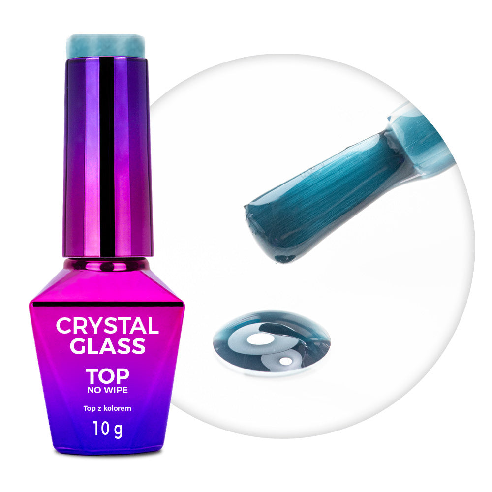Top coat colorato senza dispersione Crystal Glass Molly Nails Blue Ocean 10 g