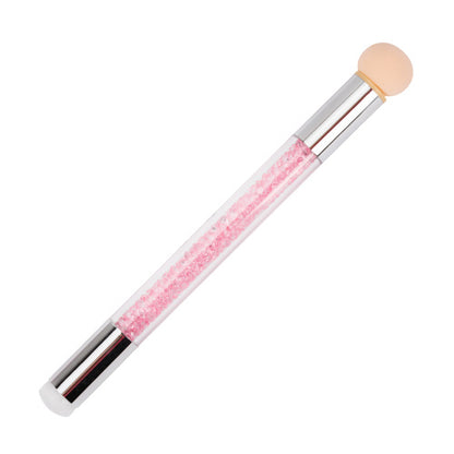 Pennello a spugna a doppia faccia per sfumature e decorazioni nail art con strass, rosa, 