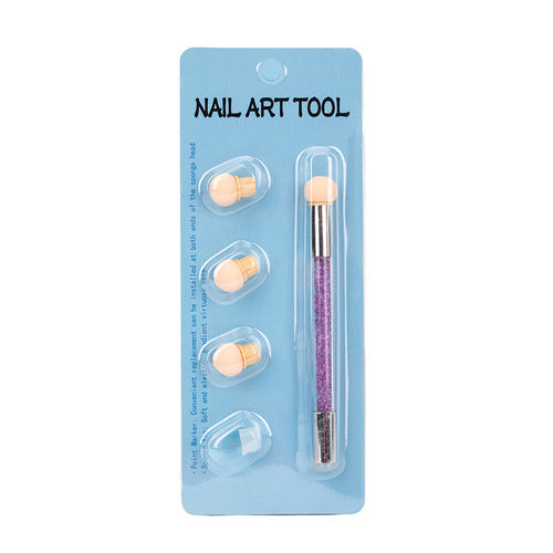 Pennello a spugna a doppia faccia per sfumature e decorazioni nail art con strass, viola,