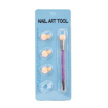 Pennello a spugna a doppia faccia per sfumature e decorazioni nail art con strass, viola,