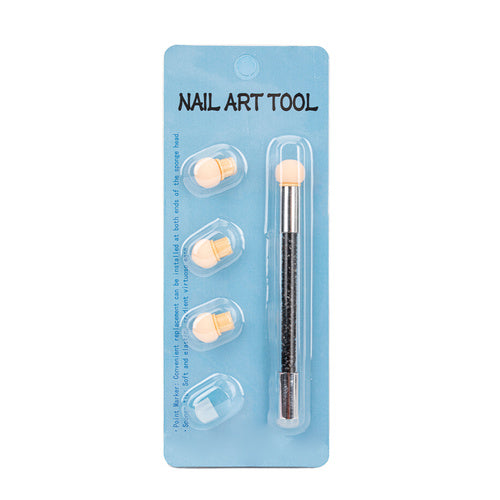 Pennello a spugna a doppia faccia per sfumature e decorazioni nail art con strass, rosa, 