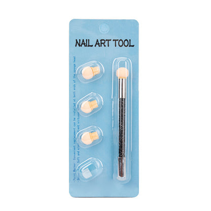 Pennello a spugna a doppia faccia per sfumature e decorazioni nail art con strass, rosa, 