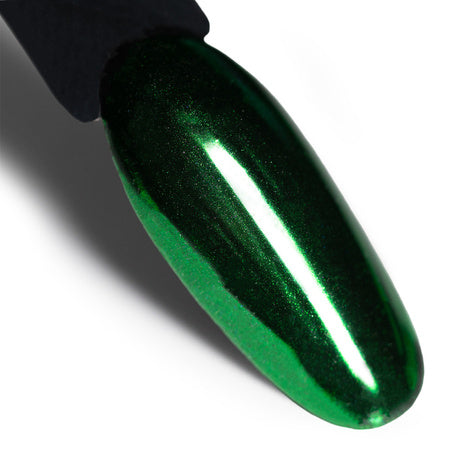 Unghie decorate con la polvere specchio MollyLac Glass Effect Green n. 9