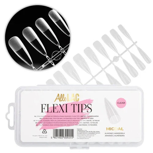 Flexi Tips AlleLac, punte per allungamento unghie a mandorla, confezione da 240 pezzi  - Lady&Oscar