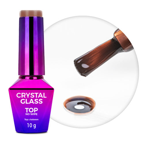 Top coat colorato senza dispersione Crystal Glass Molly Nails Chocolate HEMA/Di-HEMA Free 10g,
