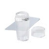 Timbro stamping in silicone trasparente L con raschietto e tappo