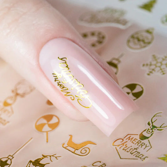 Adesivi per unghie natalizi autoadesivi Molly Nails CB-149 color oro