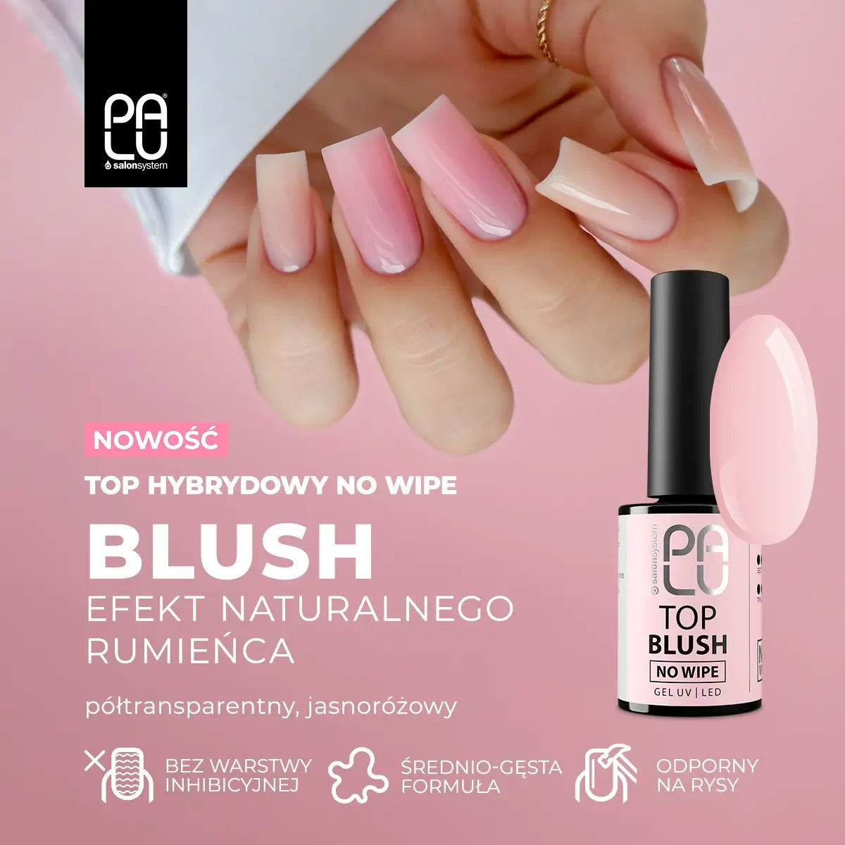 Palu Top Blush No Wipe 11g – top semipermanente rosa delicato semitrasparente, immagine 5
