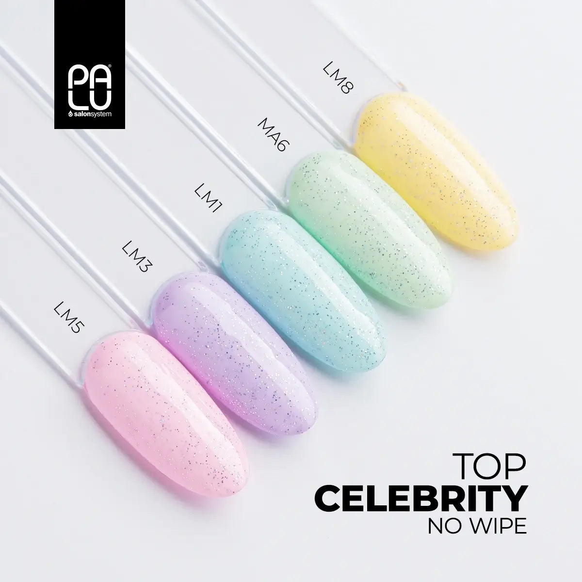 Palu Top Celebrity No Wipe 11g – top semipermanente trasparente con glitter argento e olografica, immagine 5