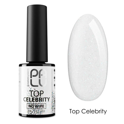 Palu Top Celebrity No Wipe 11g – top semipermanente trasparente con glitter argento e olografica