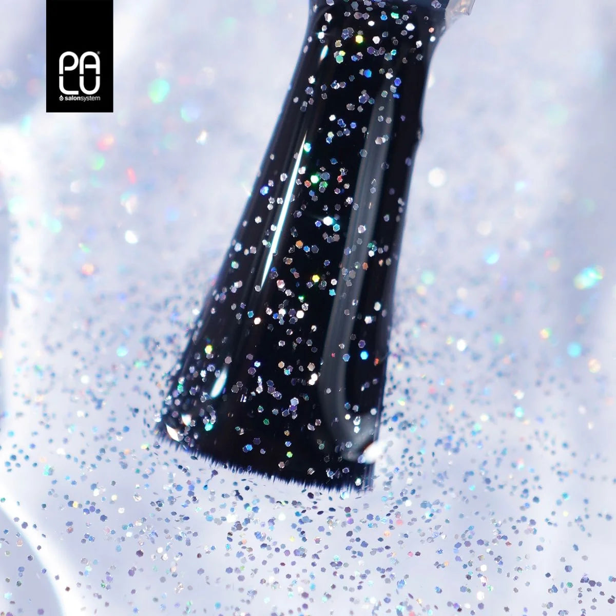 Palu Top Celebrity No Wipe 11g – top semipermanente trasparente con glitter argento e olografica, immagine 2