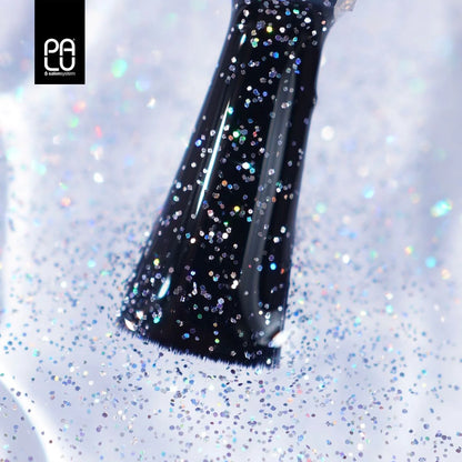 Palu Top Celebrity No Wipe 11g – top semipermanente trasparente con glitter argento e olografica, immagine 2