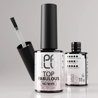 Palu Top Fabulous No Wipe 11g – top semipermanente rosato semitrasparente con glitter argento, immagine 8