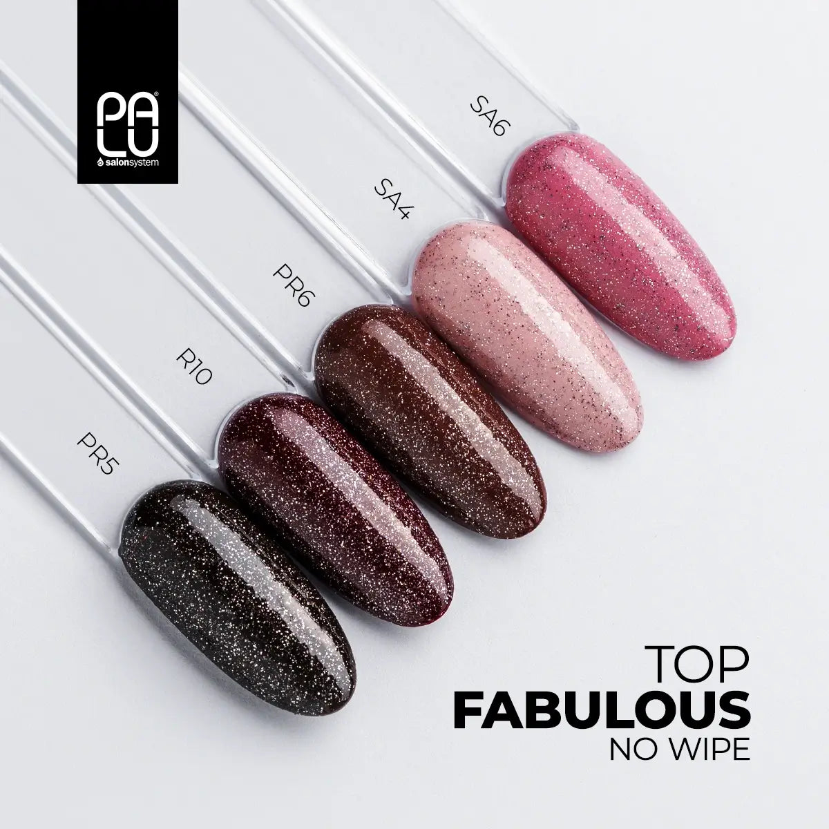 Palu Top Fabulous No Wipe 11g – top semipermanente rosato semitrasparente con glitter argento, immagine 5