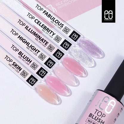 Palu Top Highlight No Wipe 11g – top semipermanente rosa lattiginoso con micro glitter oro, immagine 4