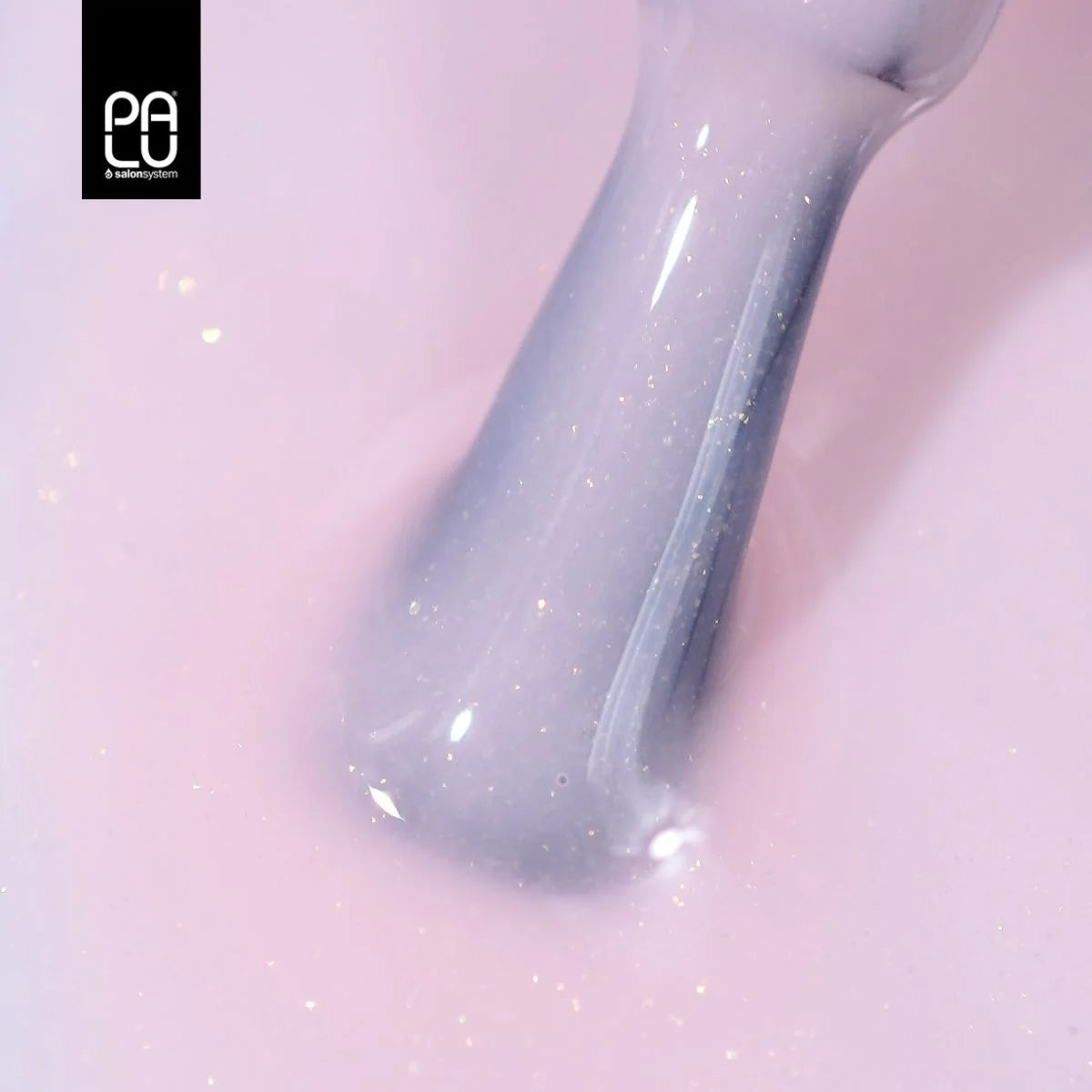 Palu Top Highlight No Wipe 11g – top semipermanente rosa lattiginoso con micro glitter oro, immagine 2