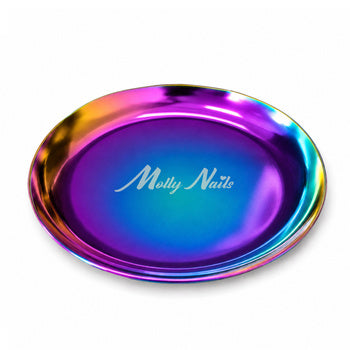 Vassoio metallico rotondo per strumenti MollyNails, arcobaleno