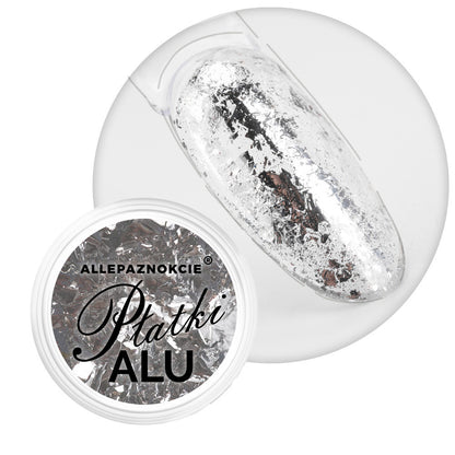 Polvere metallica per unghie Alu Flakes Allepaznokcie n. 1 argento seducente, 0,2 g